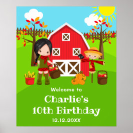 Poster Autumn Barnyard Birthday Black Hair Girl Bem-vinda