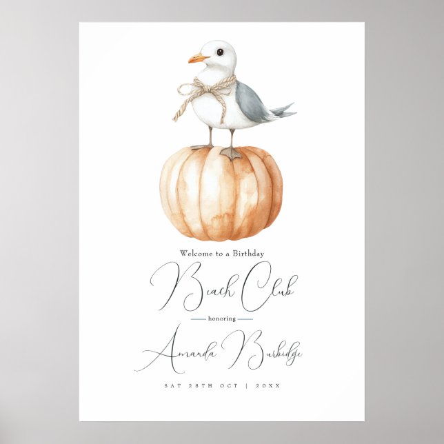 Poster Autumn Beach Club Welcome Sign - Coastal Chic Fall (Frente)