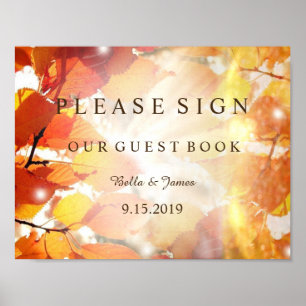 Poster Autumn Deixa Casamento outono Sinal do Livro de Co