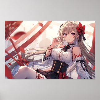 Poster Autumn Elegance in Red and Black