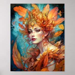 Poster Autumn Fall Queen Goddese Fantasy Art