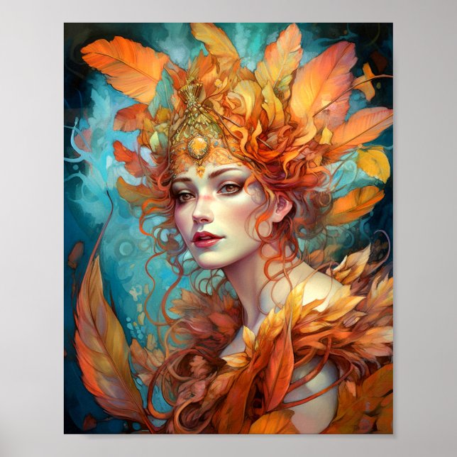 Poster Autumn Fall Queen Goddese Fantasy Art (Frente)