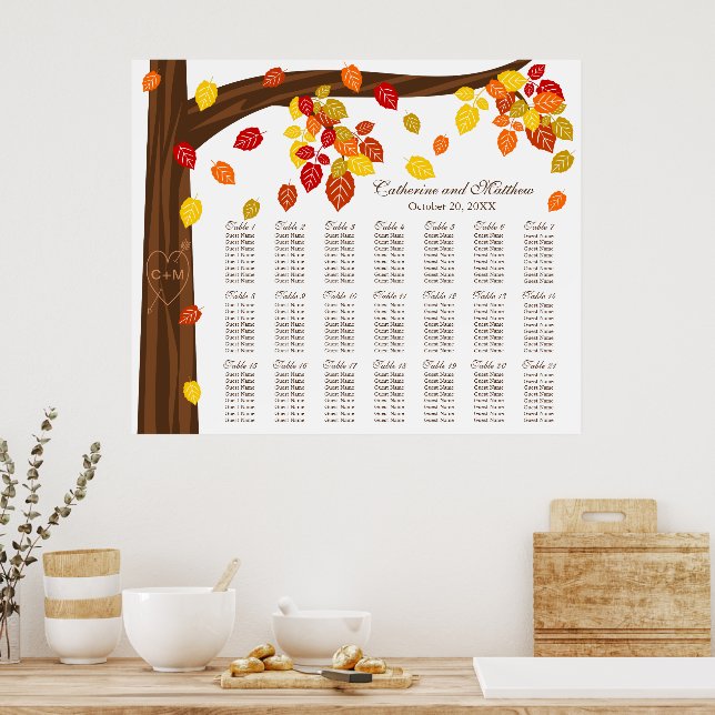 Pôster Autumn Falling Deixa O Gráfico De Casamento (Cozinha)