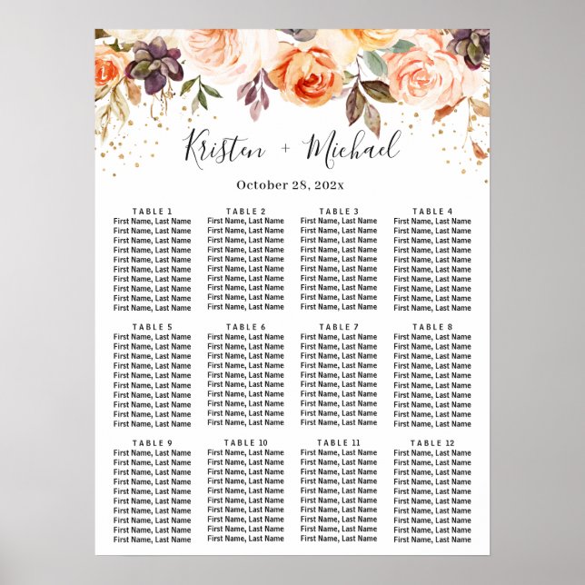 Poster Autumn Floral Dourado Glitters - Gráfico de Casame (Frente)