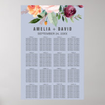 Autumn Floral Dusty Blue Seating Chart