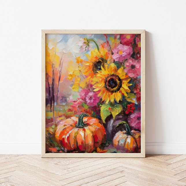 Poster Autumn Floral e Pumpkins (Criador carregado)