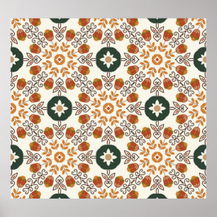 Poster Autumn Floral Geométrico, Vintage Invisível.