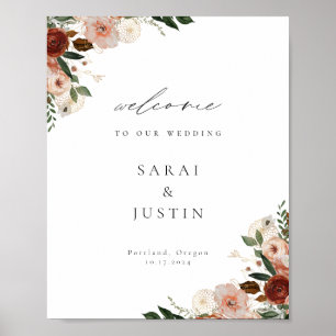 Poster Autumn Floral Wedding Bem-vindo