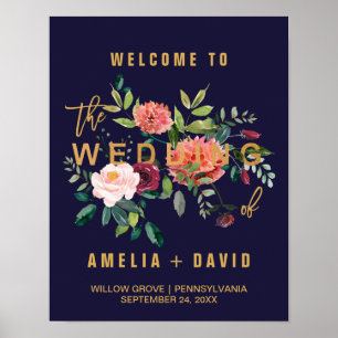 Pôster Autumn Floral Wedding Bem-vindo
