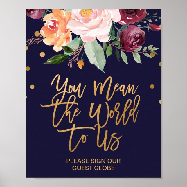 Poster Autumn Floral Weding Guest Globe Sinal (Frente)