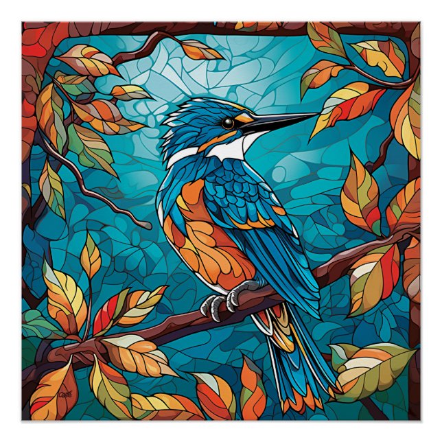 Pôster Autumn Kingfisher Glossy Poster (Frente)
