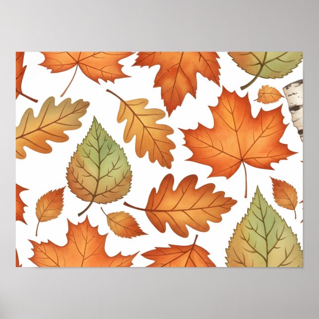 Poster Autumn Leaf Seamless Pattern (Frente)