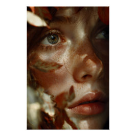 Pôster Autumn Leaves Crown Freckled Portrait