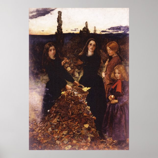 Pôster Autumn Leaves por John Everett Millais (Frente)
