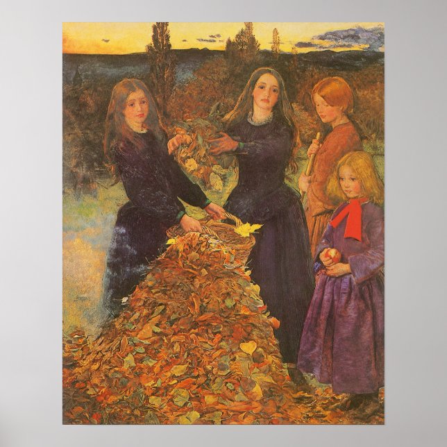 Pôster Autumn Leaves por Sir John Everett Millais (Frente)