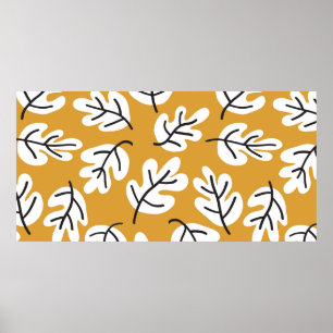 Poster Autumn leaves vintage seamless pattern. Oak leaf s