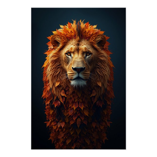 Pôster Autumn Majesty – Regal Lion with Autumn Mane (Frente)