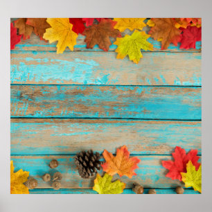 Poster Autumn Maple: Pinecone Nature Frame.
