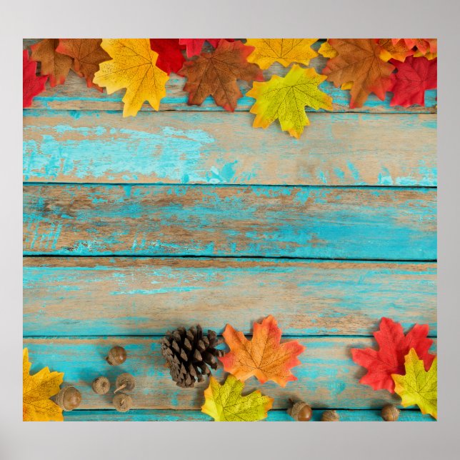 Poster Autumn Maple: Pinecone Nature Frame. (Frente)