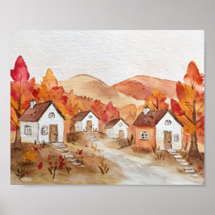 Poster Autumn na Virginia Watercolor