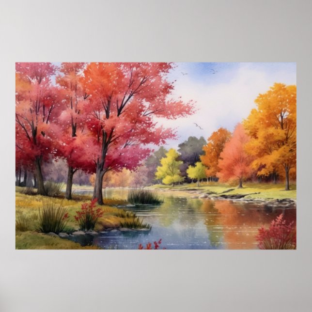 Poster Autumn Pond Tranquilo (Frente)