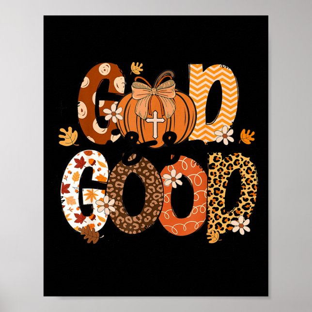 Poster Autumn Pumpkin Christian Thanksgiving Faith God Is (Frente)