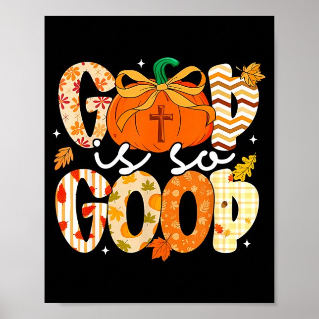 Poster Autumn Pumpkin Christian Thanksgiving Faith God Is (Frente)
