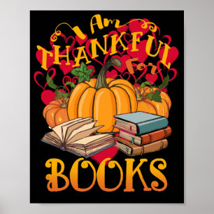 Poster Autumn Pumpkin Estou Agradecido Pelo Livro De Aç