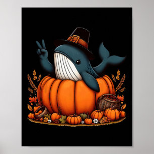 Poster Autumn Pumpkin Queda Baleia Ação de Graças Mulhere