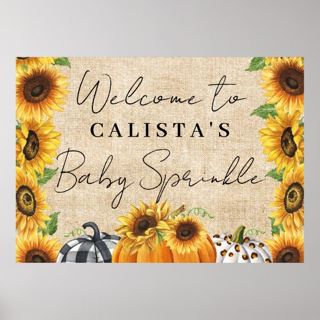 Poster Autumn Pumpkin Sunflower Baby Sprinkle (Frente)