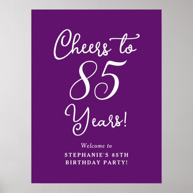 Poster Autumn Purple Cheers para 85 Anos Aniversário Bem- (Frente)