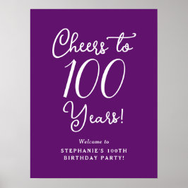 Poster Autumn Purple Cheers to 100 Anos Aniversário Bem-v