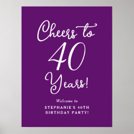 Poster Autumn Purple Cheers to 40 Anos Aniversário Bem-vi