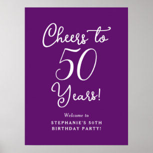 Poster Autumn Purple Cheers to 50 Anos Aniversário Bem-vi
