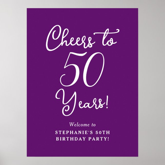 Poster Autumn Purple Cheers to 50 Anos Aniversário Bem-vi (Frente)