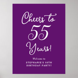 Poster Autumn Purple Cheers to 55 Anos Aniversário Bem-vi