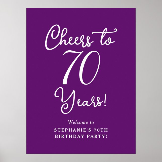 Poster Autumn Purple Cheers to 70 Anos Aniversário Bem-vi (Frente)