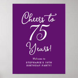 Poster Autumn Purple Cheers to 75 Anos Aniversário Sinal