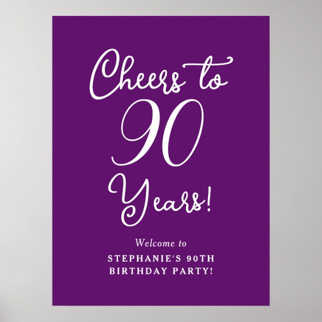 Poster Autumn Purple Cheers to 90 Anos Aniversário Bem-vi (Frente)