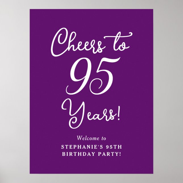 Poster Autumn Purple Cheers to 95 Anos Aniversário Bem-vi (Frente)