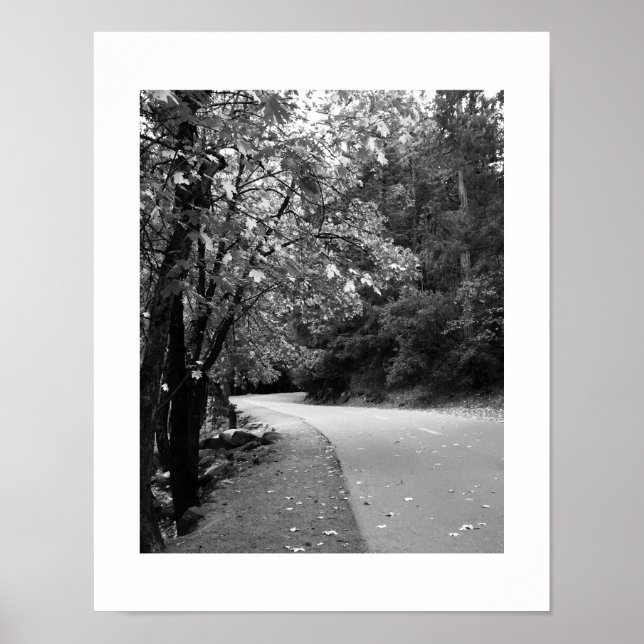 Poster Autumn Road Yosemite Black and White Photoics (Frente)
