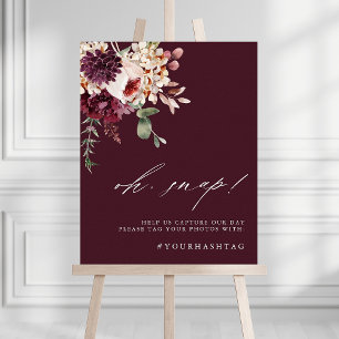 Poster Autumn Romance Floral Burgundy Sinal