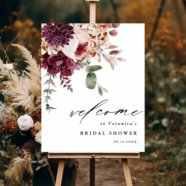 Poster Autumn Romance Floral Chá de panela Bem-vindo (Criador carregado)