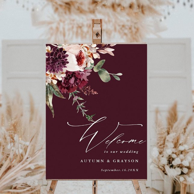 Poster Autumn Romance Floral Weding Sinal de Boas-vindas (Criador carregado)