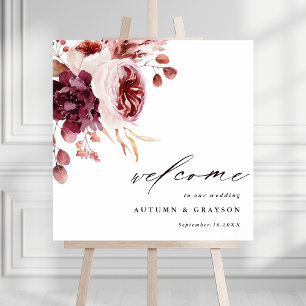 Poster Autumn Romance Floral Weding Sinal Praça de Boas-v