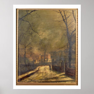 Poster Autumn Scene, Leeds, 1874 (petróleo no conselho)