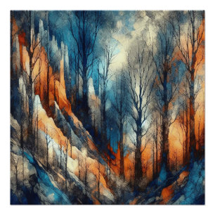 Pôster Autumn Season In Woods - AI - Trabalho de arte