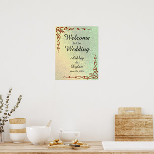 Poster Autumn Shades Verde Amarelo Sinais de Boas-vindas