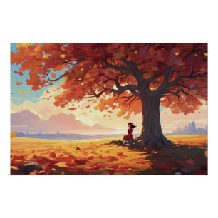 Pôster Autumn Tree Prayer Girl