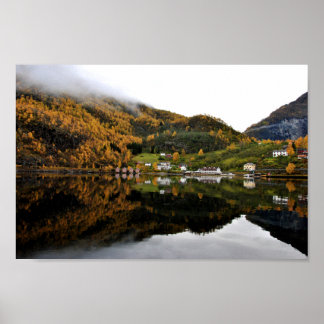 Poster Autumn Trees Flam Aurlandsfjord Noruega